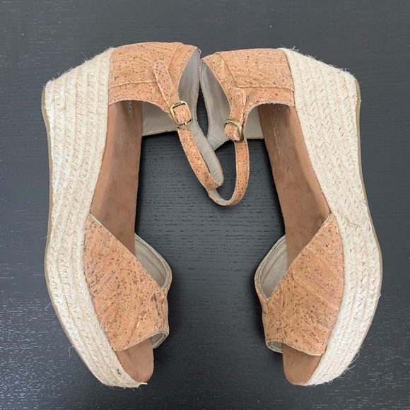 Toms Shoes - Cork Espadrille Ankle Strap Wedges
